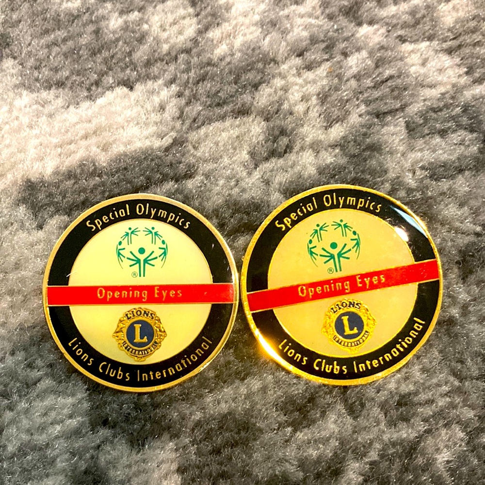 Lions Clubs International Vintage Pins - Black, Red, Gold